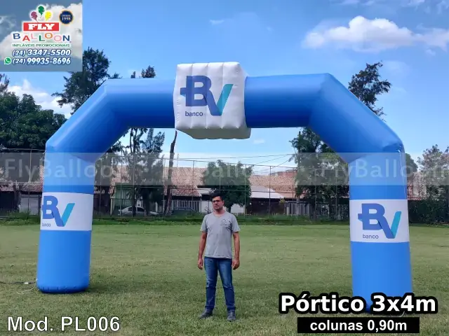 Pórtico inflável promocional personalizado Banco BV