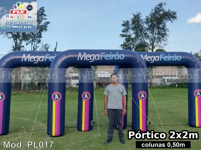 Pórticos infláveis promocionais Mega Feirão Anjos Colchões